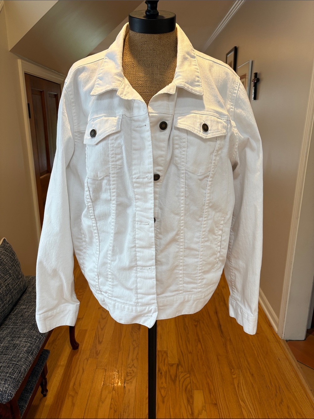 Woman Within White Denim Jacket - Button-Front Jean Jacket